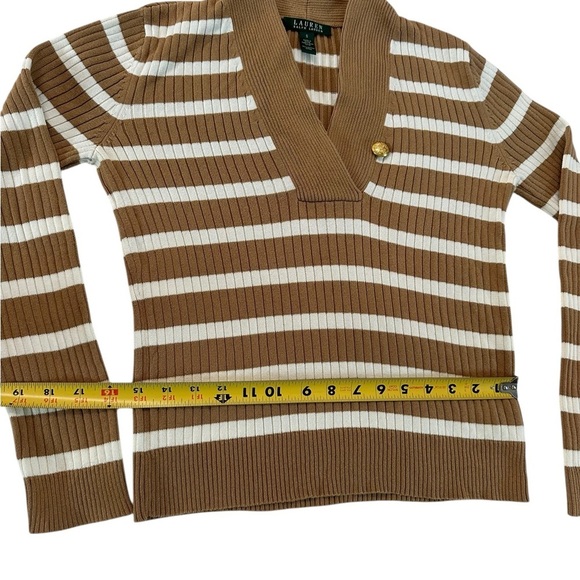Ralph Lauren Brown and Tan V-Neck Sweater - Picture 8 of 16